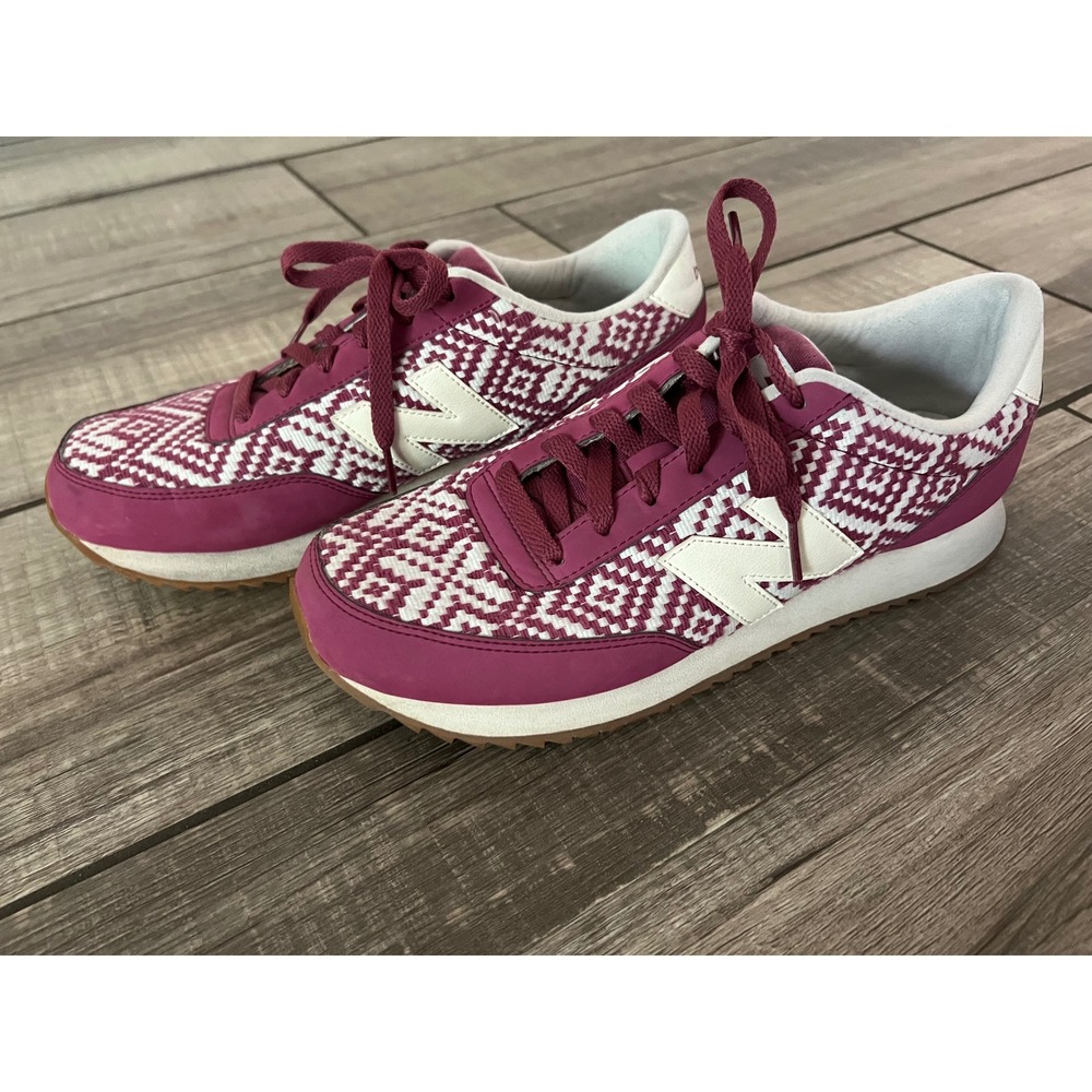 New‎ Balance 501 Berry Pink White Geometric Woven Sneakers Womens 9.5